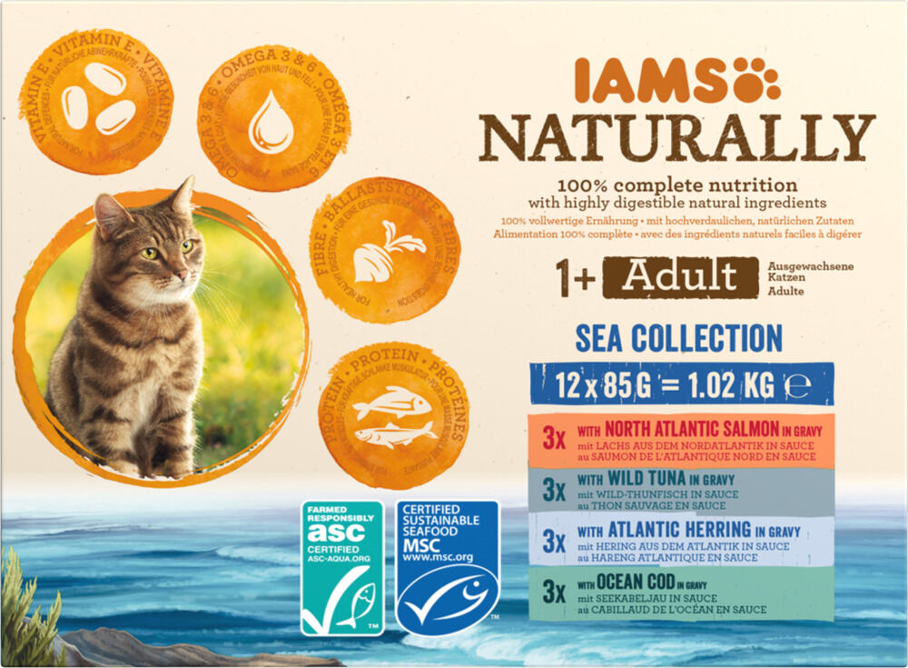 IAMs Adult Sea Collection - Kattenvoer - 12x85 gram - 1020 Gram - tonijn, zalm