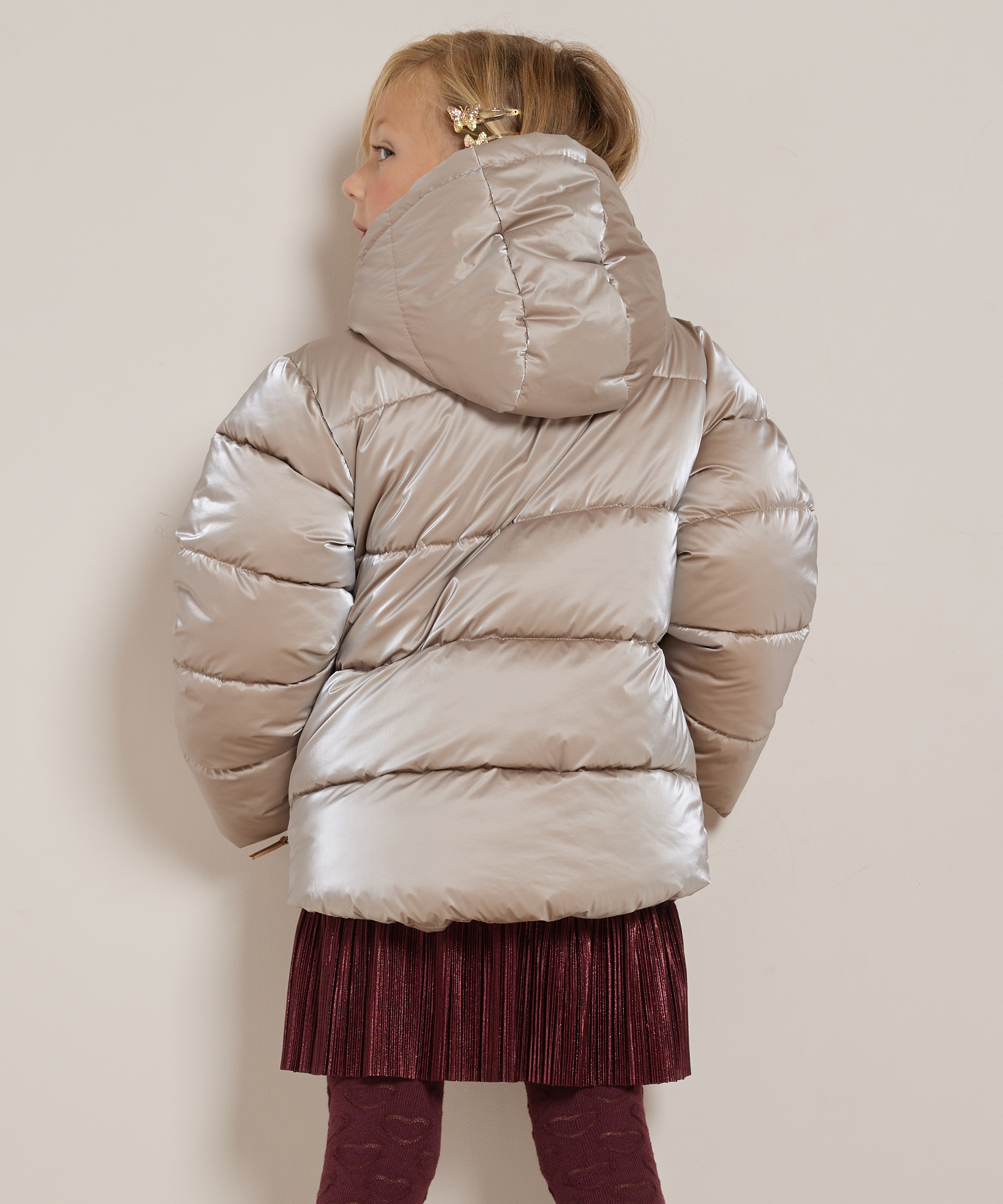 korte puffer jas glans