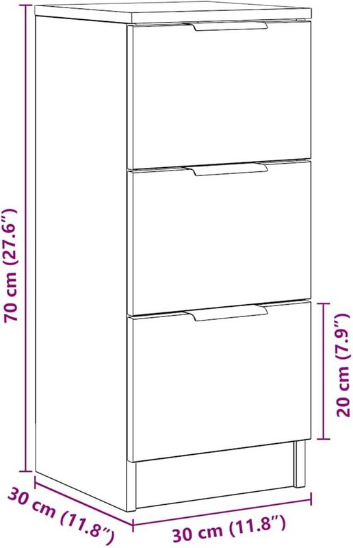 vidaXL - Dressoir - Eikenkleur - Bewerkt Hout - 3 Lades