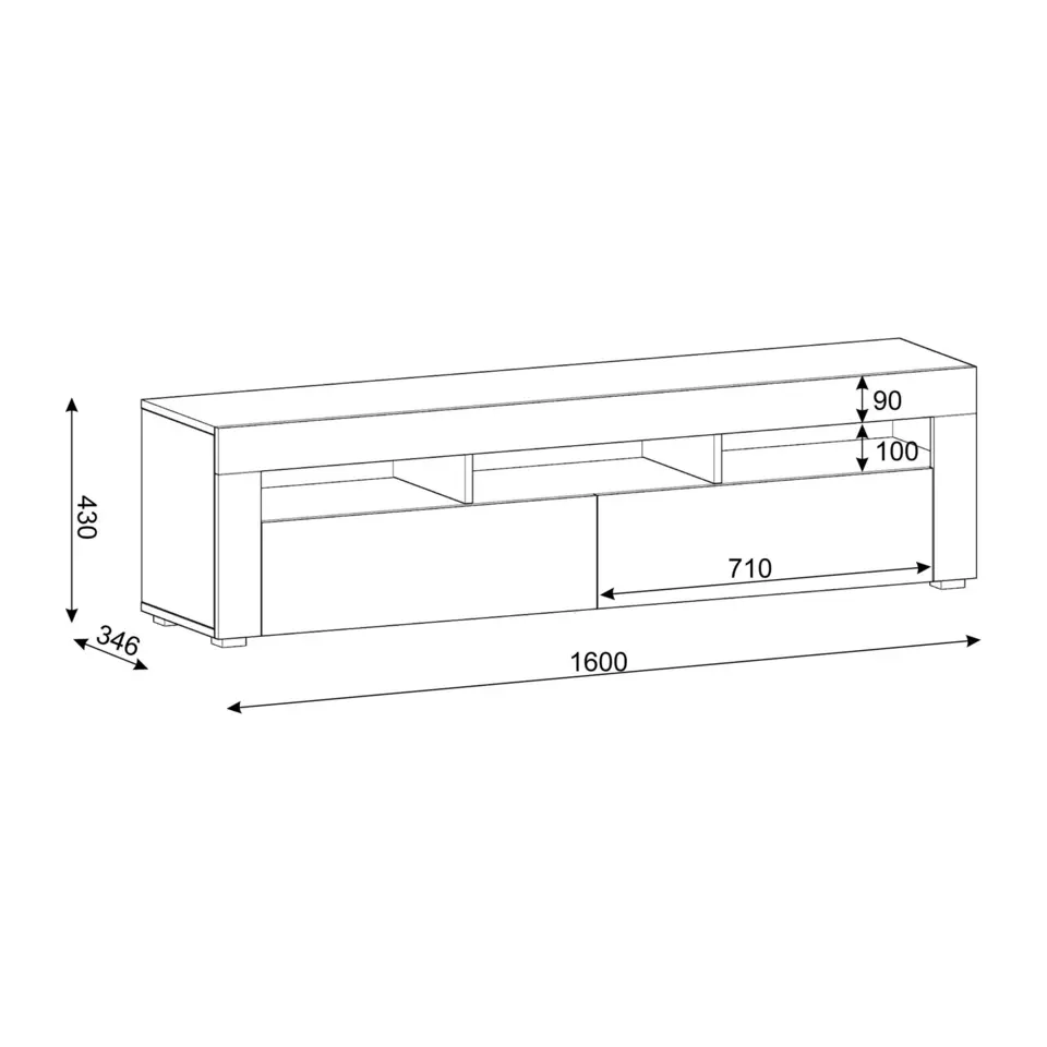 RTV-kast MORENO 160 wit mat / donker beton