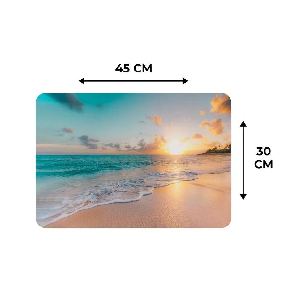MuchoWow Placemat (6stuks) 45x30cm Zonsondergang Strand Zee
