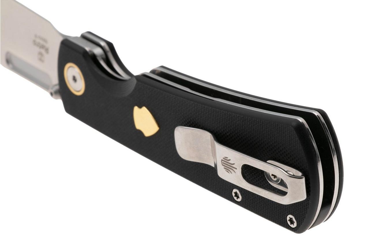Kizer Vanguard Retro V4726A2 Satin Nitro-V, Black G10 Brass, zakmes, Johan Jordaan design