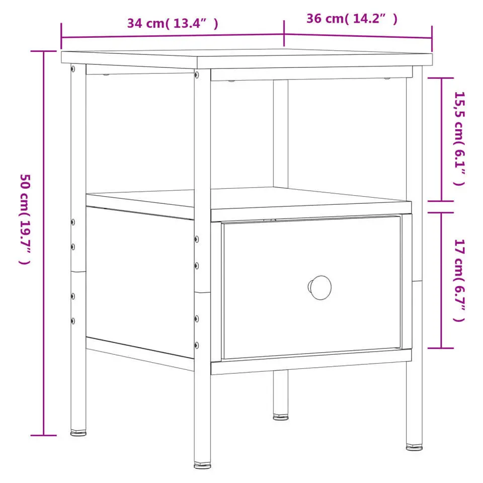 vidaXL - Nachtkastje - Bruin - Bewerkt hout - 2 stuks
