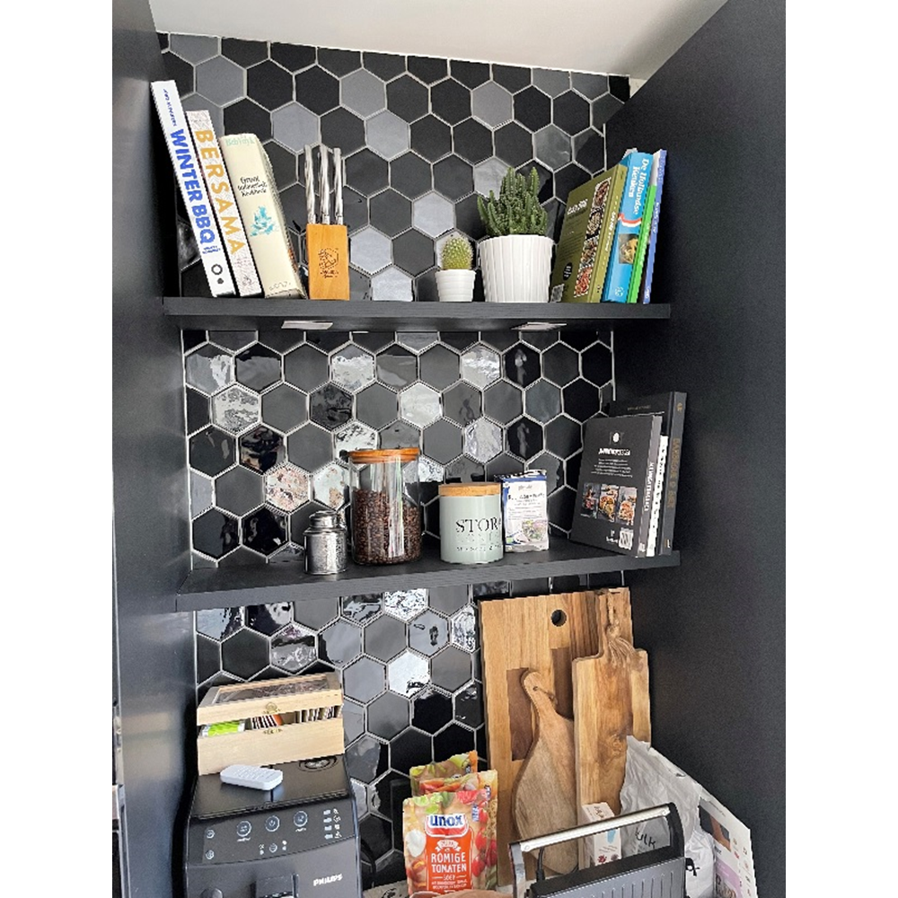 Terre d'Azur Hexagonale Mosaic wandtegel 28x30cm zwart