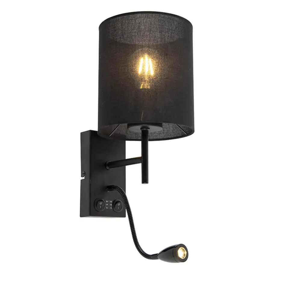 Qazqa wandlampen stacca zwart e27