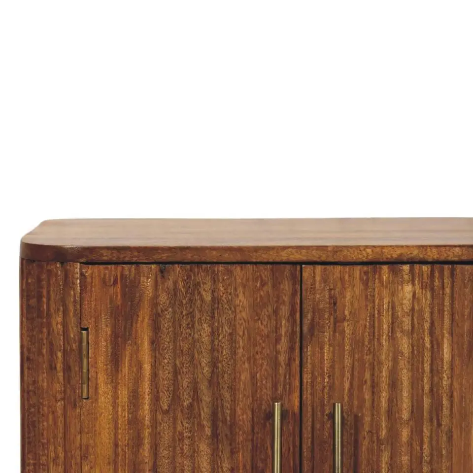 Solis Geribbelde Dressoir, 2 Deuren en 2 Planken, Lichtbruin