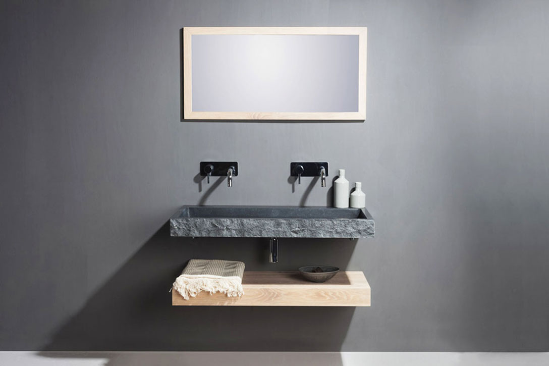 Forzalaqua Palermo wastafel 60x40cm met kraangat graniet gekapt