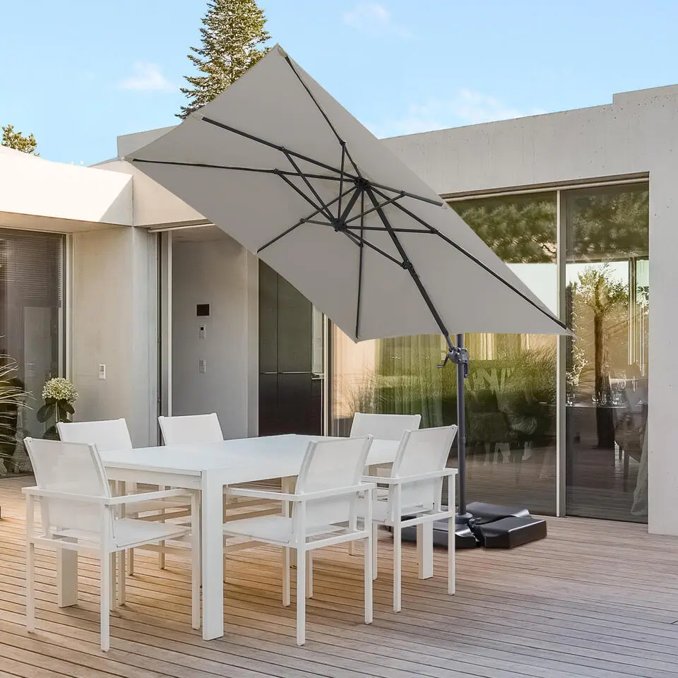 Kantelbare Zweefparasol 250x250 cm -Sterke Zweef Parasol, Licht Grijs