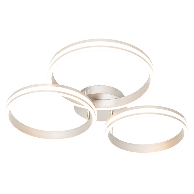 Plafondlamp staal incl. LED 3-staps dimbaar 3-lichts - Navara
