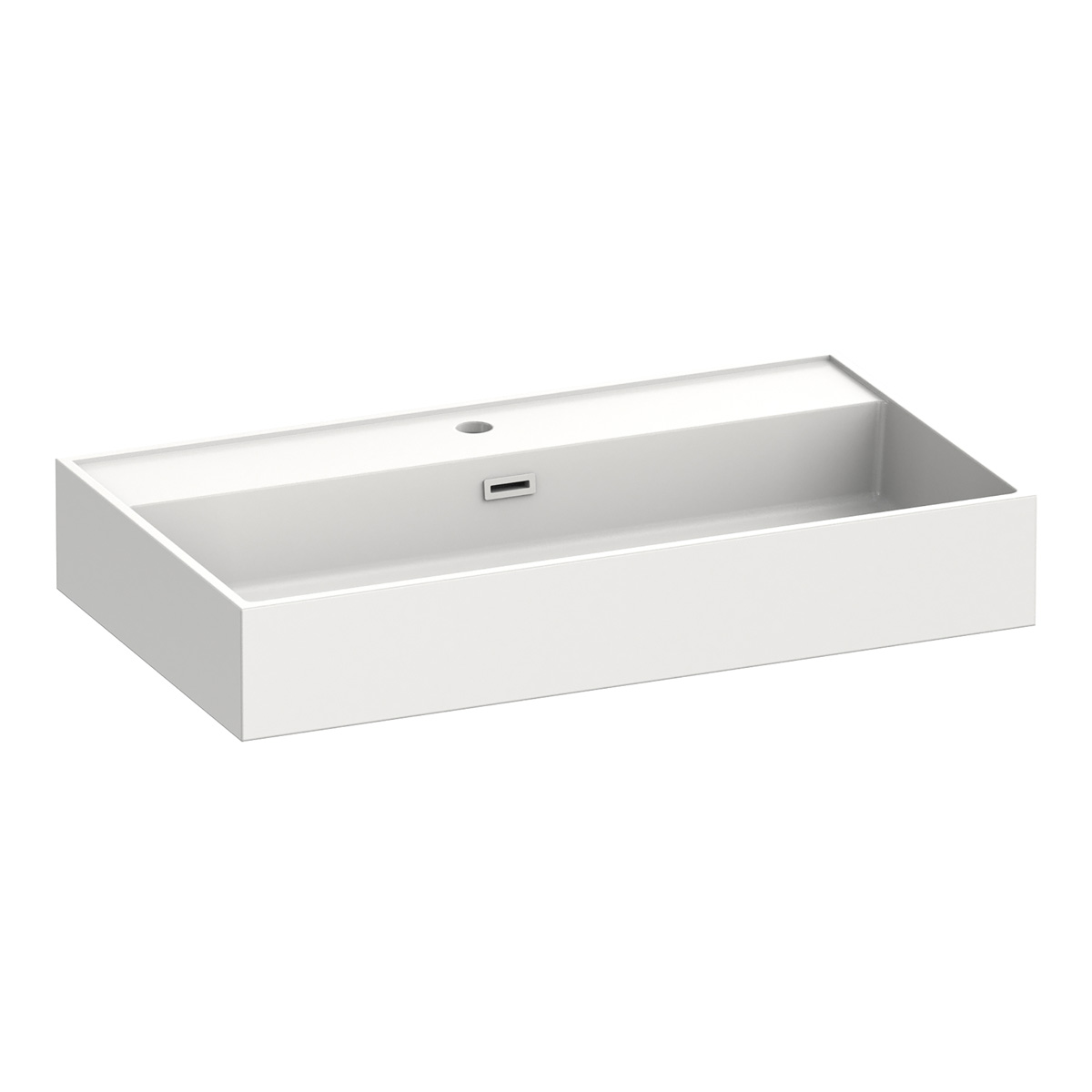 Brauer Gravity enkele wastafel mineraalmarmer 80cm met kraangat wit glans