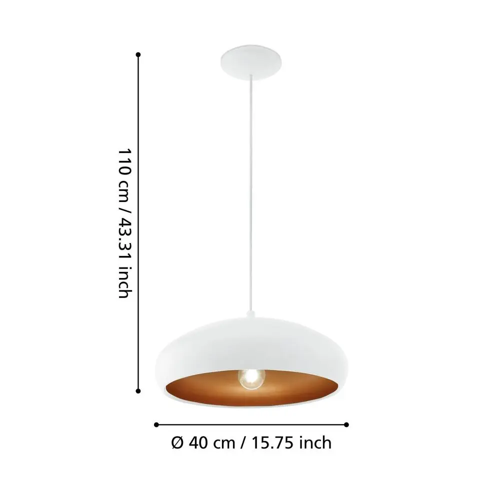 EGLOMogano1Hanglamp-E27-Ø40cm-Wit/Koper