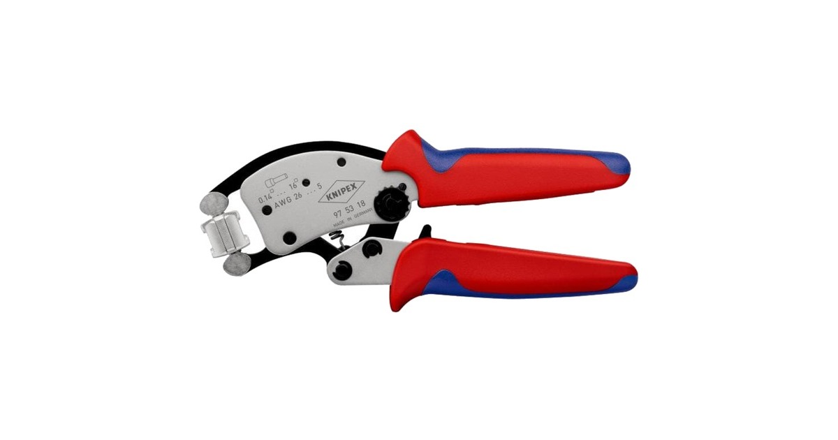 KNIPEXTwistor 16 Zelfinstellende krimptang voor adereindhulzen  (Rood/blauw, met draaibare krimpkop)