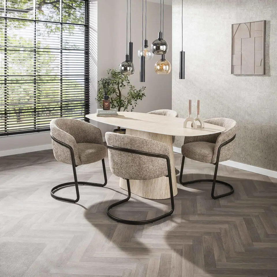 Eettafel Deens Ovaal - Travertin - 180x90x76cm - Centro