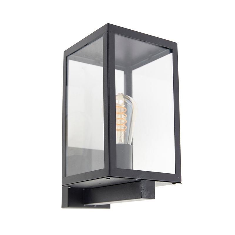 Moderne buiten wandlamp zwart met glas 30 cm - Rotterdam