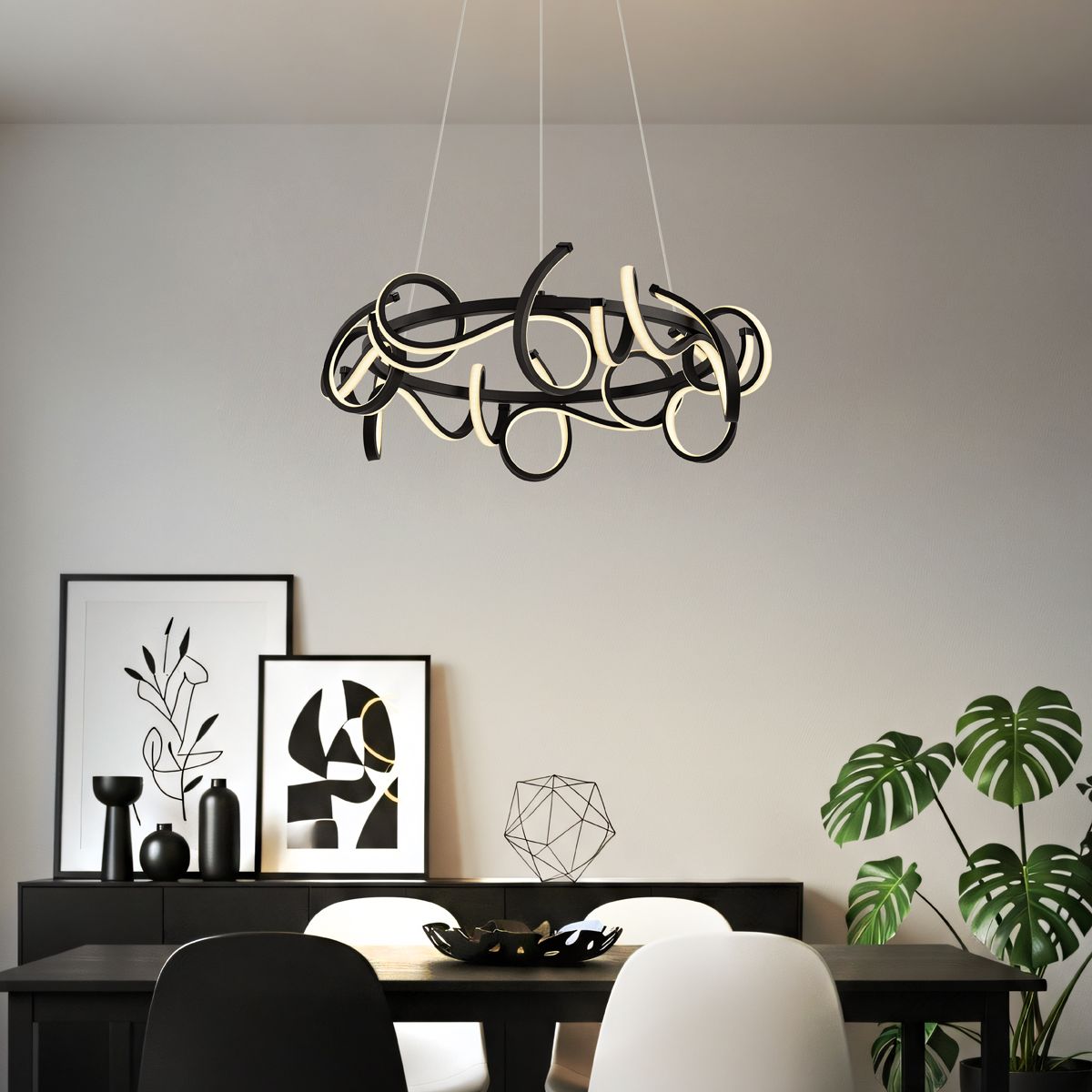 Design hanglamp zwart rond 3-staps dimbaar - Krisscross