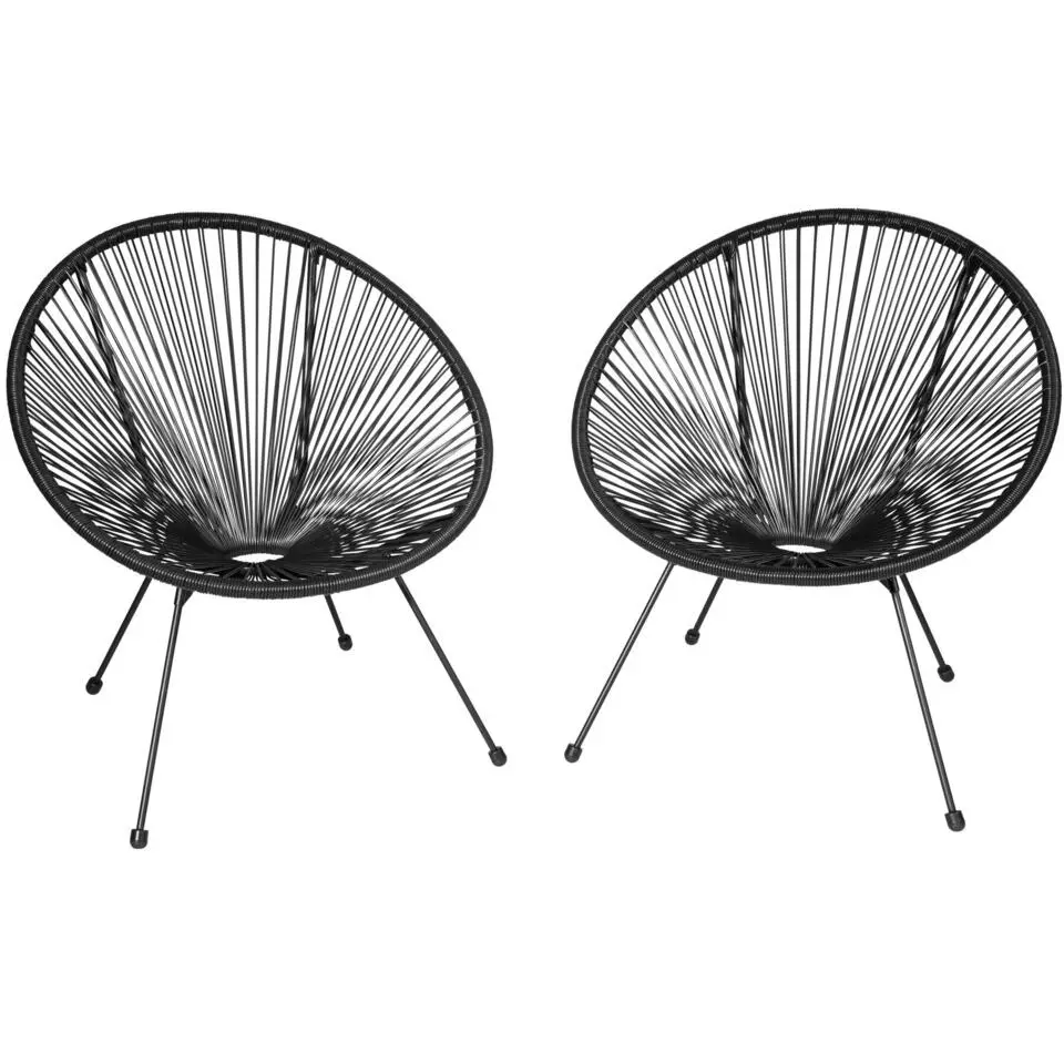 tectake Set van 2 stoelen Santana met tafel, Zwart