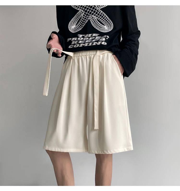 Breeson - Mid Rise Plain Wide Leg Shorts