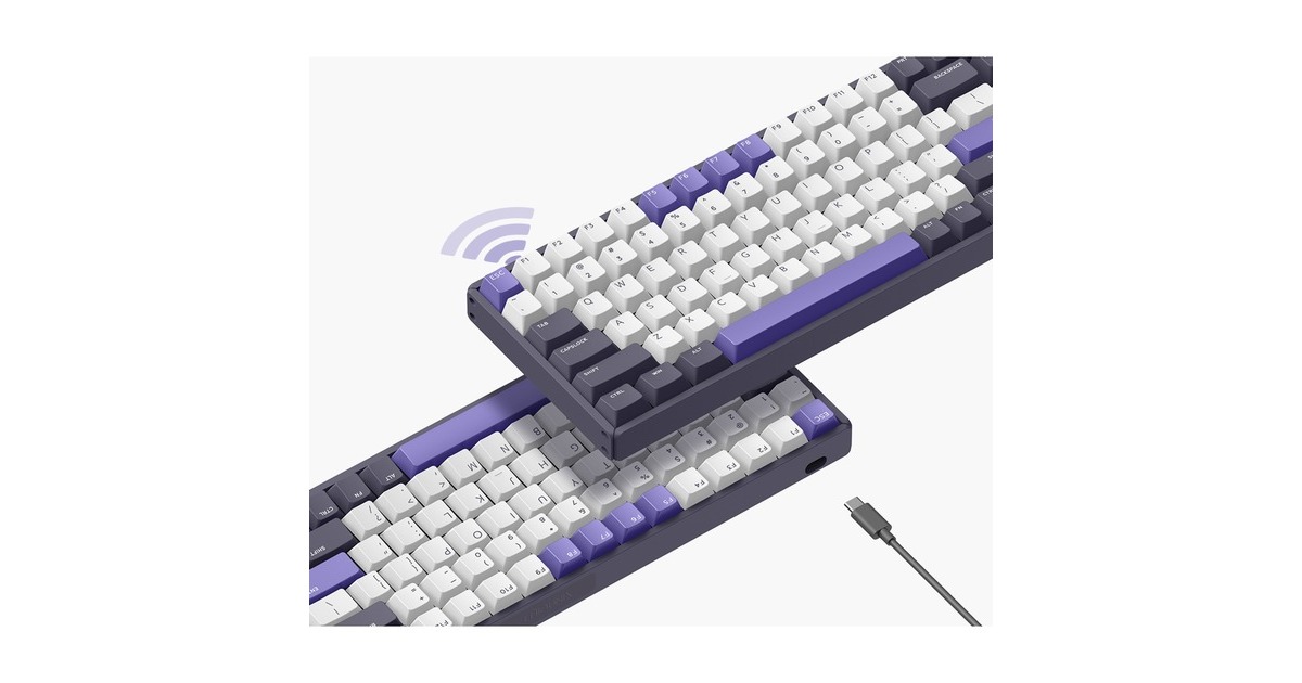 IqunixF97 Lavandin Wireless Mechanical Keyboard, gaming toetsenbord  (Lavendel, US lay-out, IQUNIX Moonstone, RGB leds, 96%, Hot-swappable, PBT, 2.4GHz | Bluetooth 5.1 | USB-C)