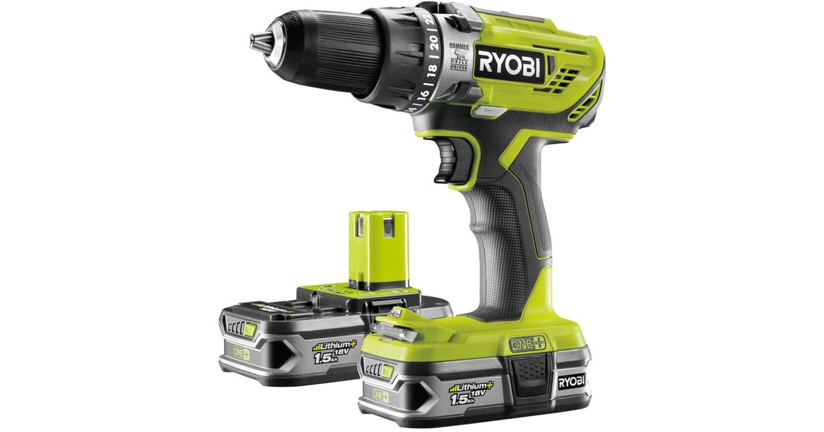 RyobiR18PD3-215S klopboorschroevendraaier  (Groen/zwart, Accu inbegrepen)