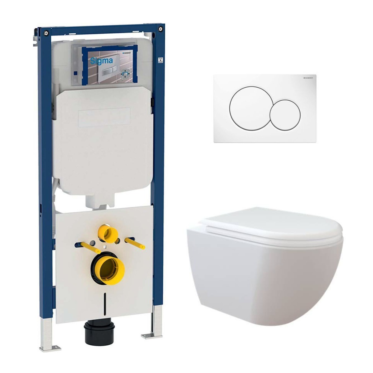 Geberit UP720 toiletset met Creavit randloos toilet met bidetsproeier en softclose zitting