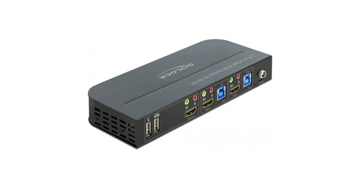 DeLOCKHDMI KVM Switch kvm-switch  (Zwart, 4K 60 Hz, USB 3.0, Audio)