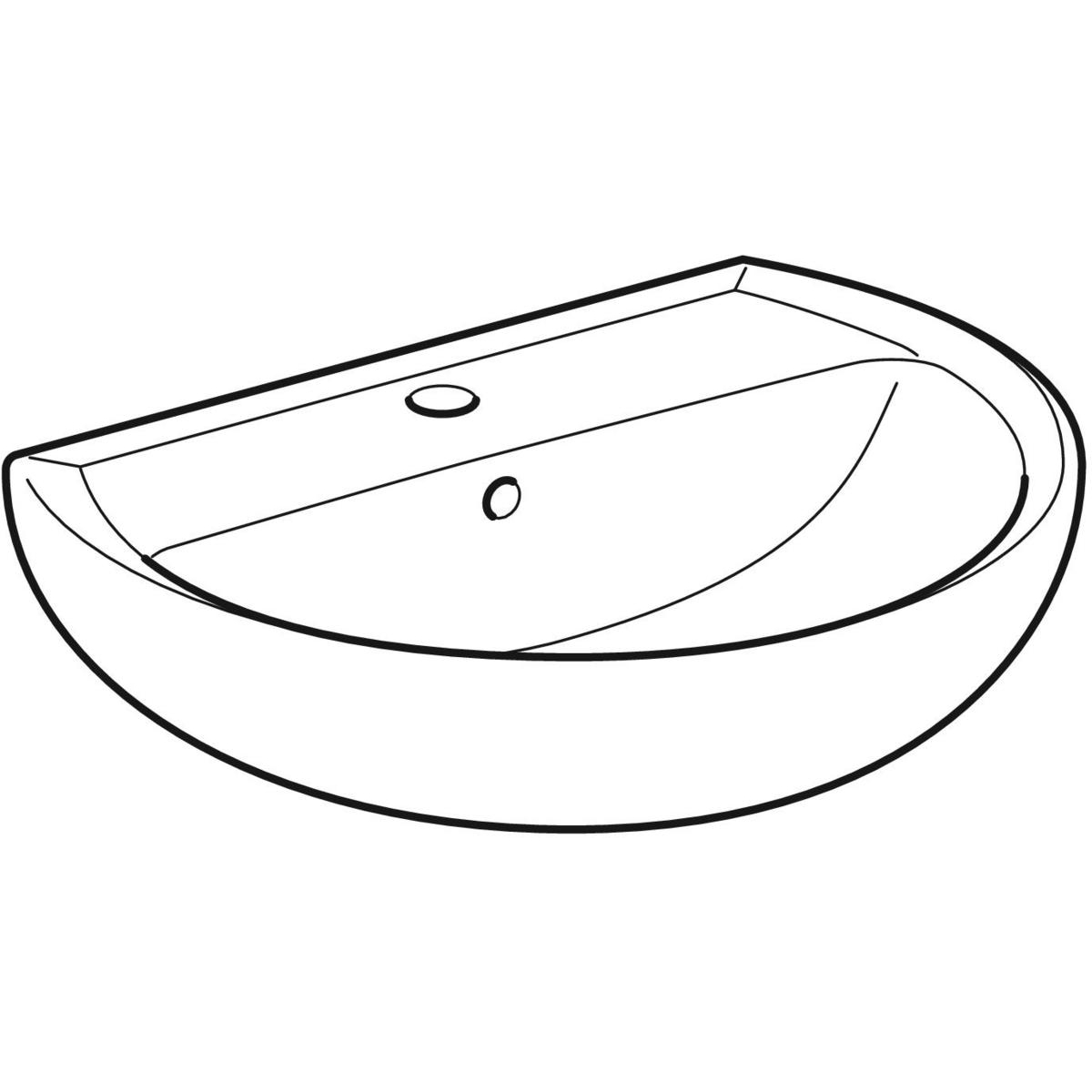 Geberit Bastia wastafel rond met kraangat 55x42cm wit glans