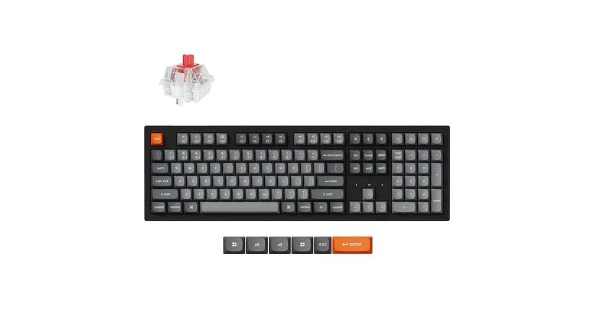 KeychronK10 Max-H1, toetsenbord  (Zwart, US lay-out, Keychron Super Red, RGB leds, OSA Double-shot PBT, hot swap, USB-C | 2.4 GHz | Bluetooth 5.1, Tweedekans)