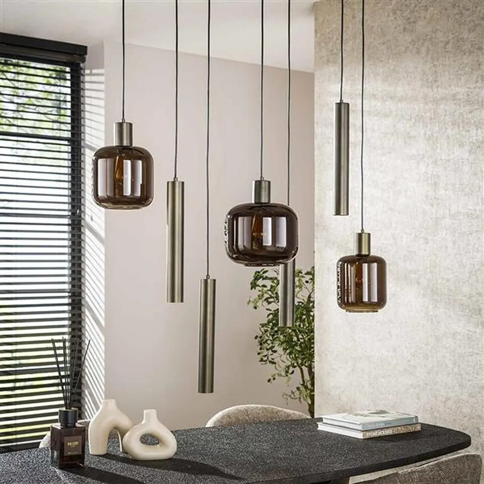Hoyz Collection - Hanglamp Bronza Mix 4 3-lichts - Sienna Brown