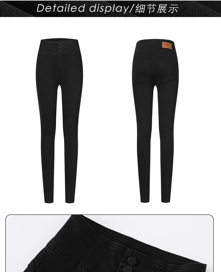 Denimot - Skinny jeans met hoge taille en fleecevoering