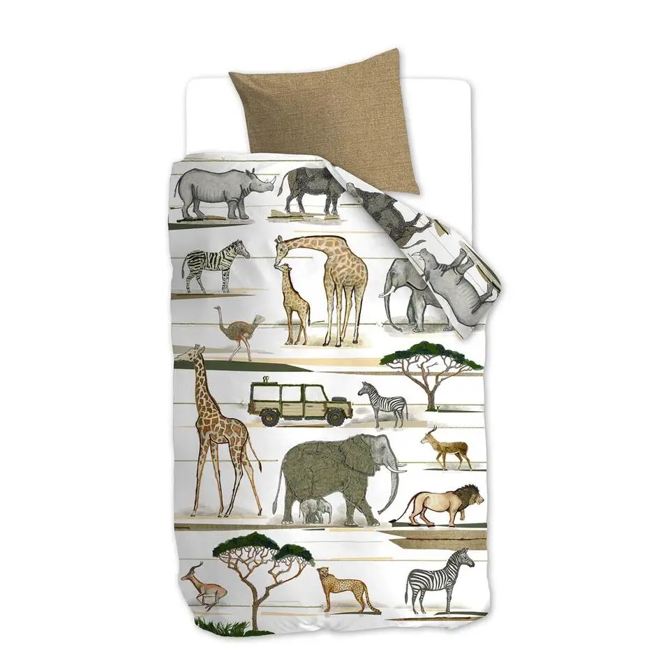 Beddinghouse Kids Jeep Safari dekbedovertrek - 140x200/220 - Naturel