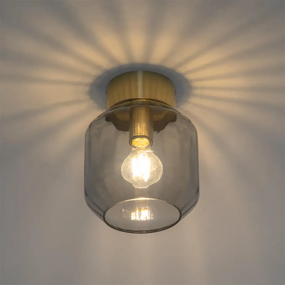 Qazqa plafondlampen stiklo goudkleurig e27
