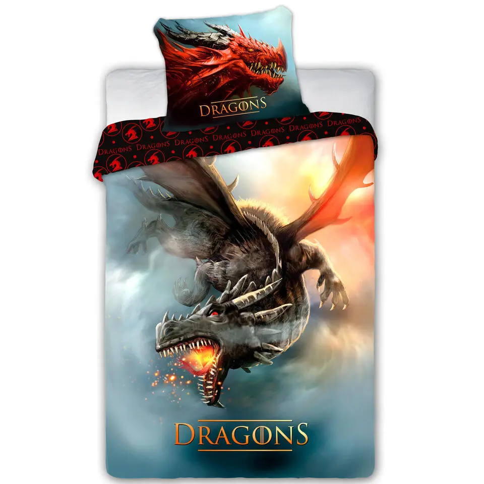 Draak Dekbedovertrek Fire Dragon - Eenpersoons - 140 x 200 cm - Katoen