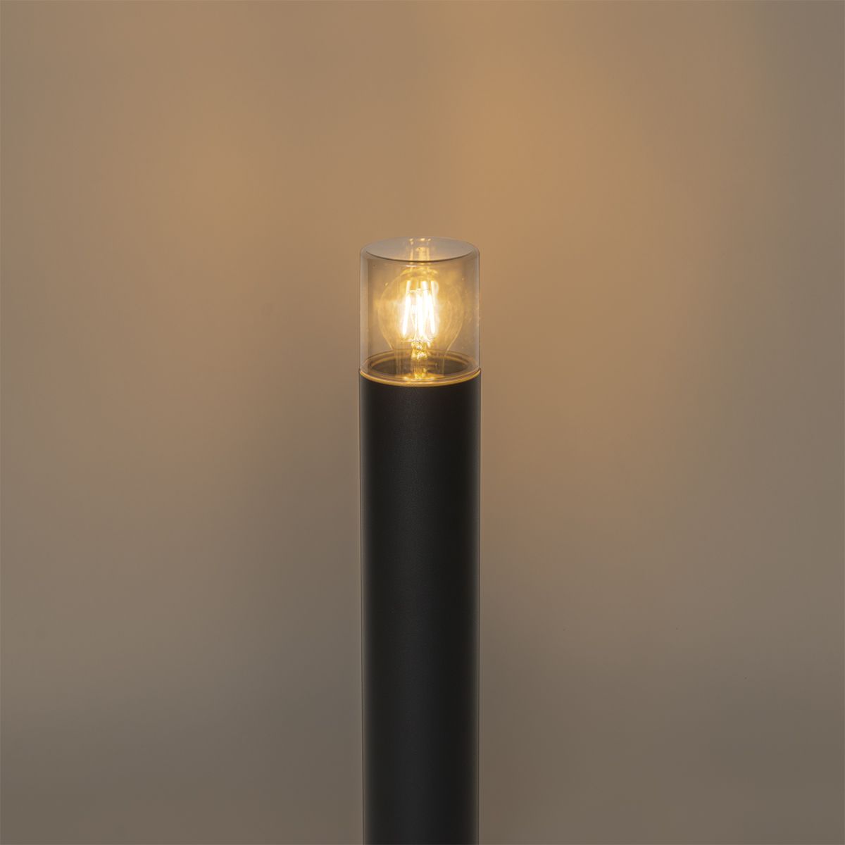 Staande buitenlamp zwart met smoke kap 50 cm - Odense
