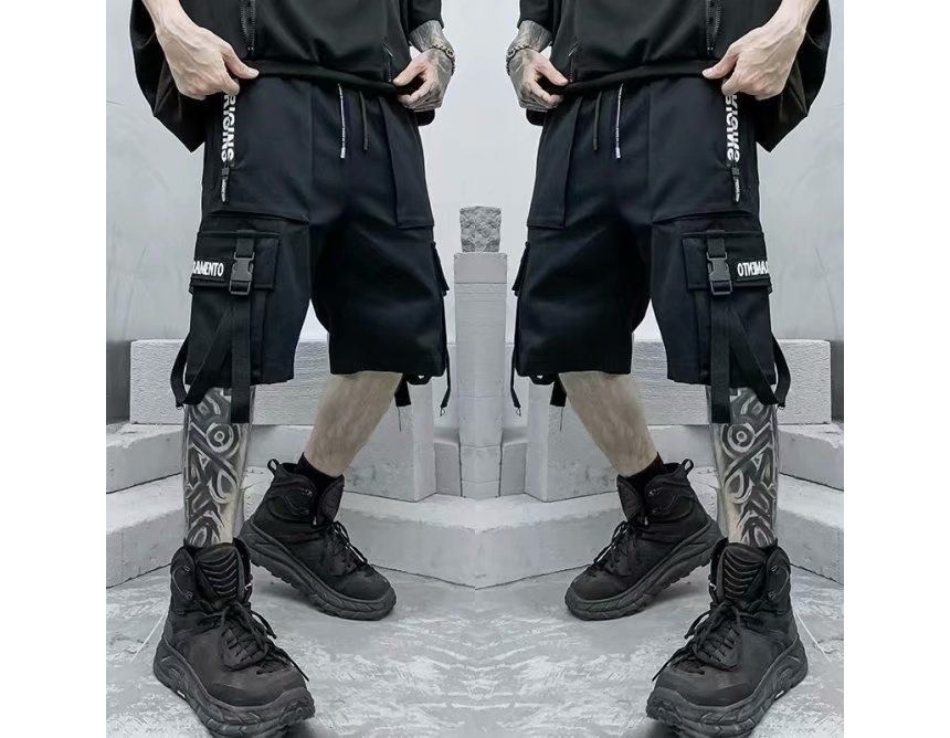 GRAYCIOUS - Cargoshorts met wijde pijpen en letters