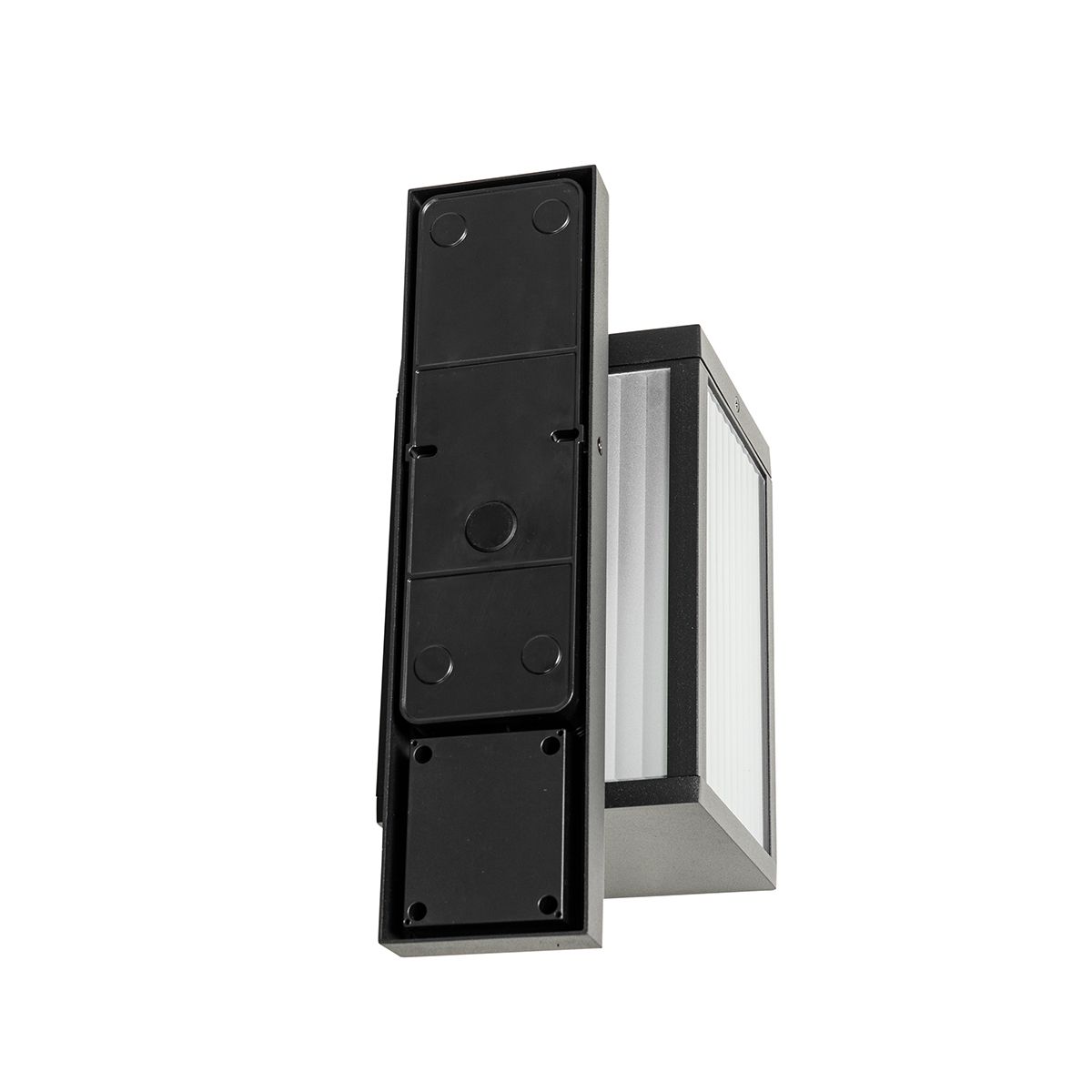 Buiten wandlantaarn zwart met ribbel glas en bewegingssensor - Charlois