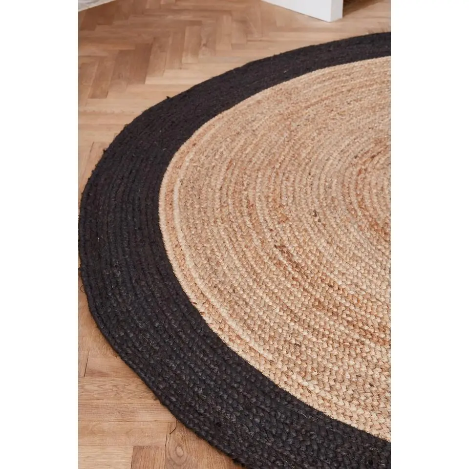 EVA Interior Vloerkleed Jute Rond - Naturel/Antraciet - 200 Ø