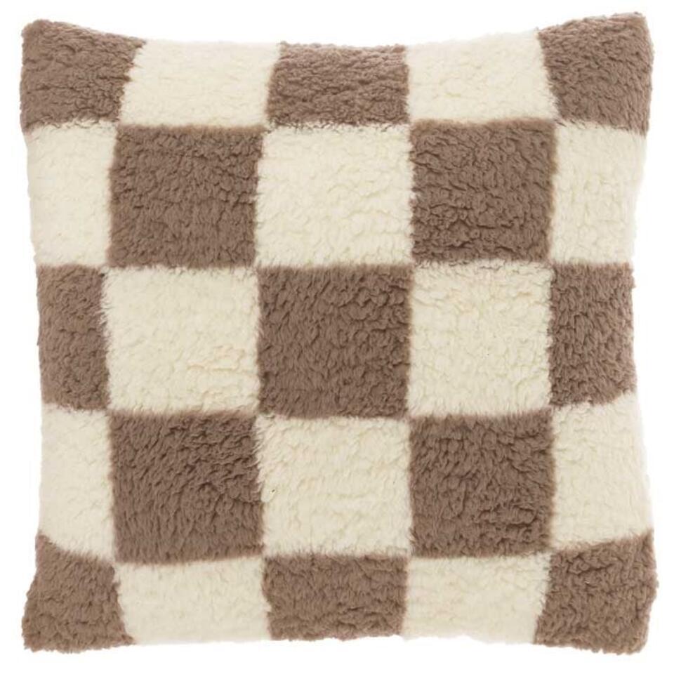 Unique Living - Sierkussen Check Taupe -53x53cm