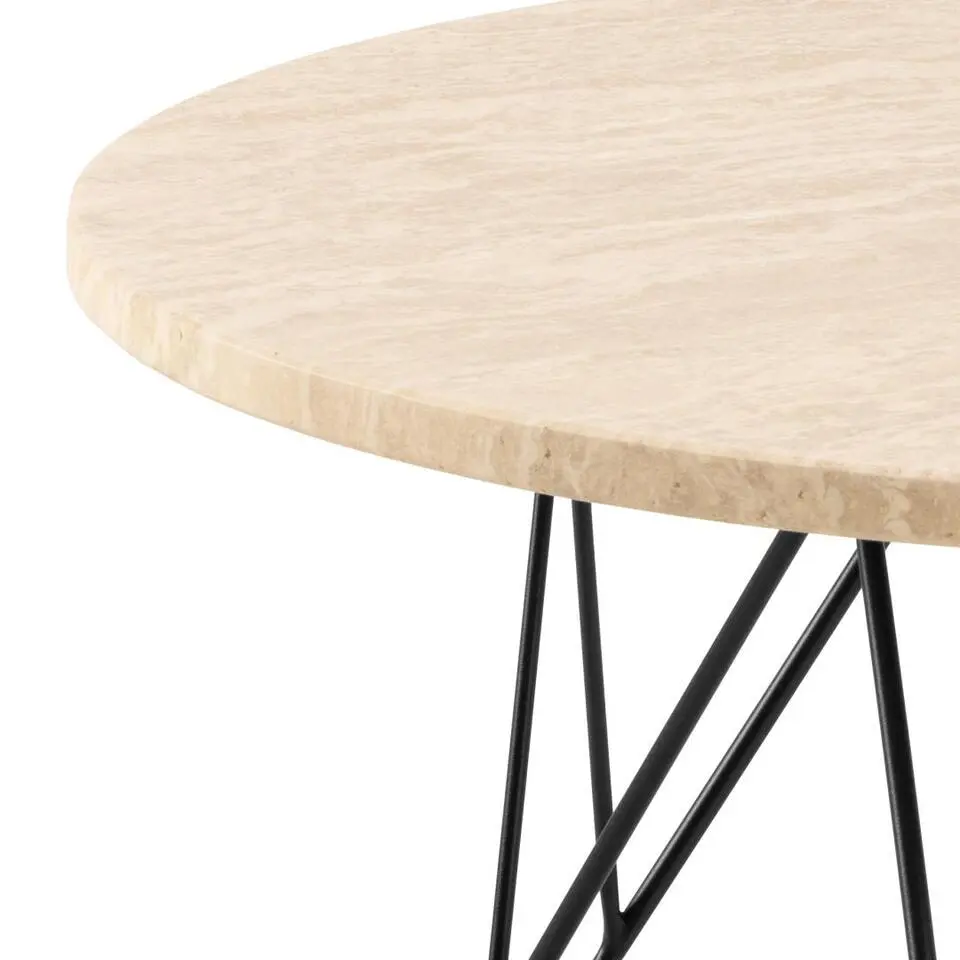 Salontafel Beige/Zwart Travertin - 80x80x46,4cm - Hermanson