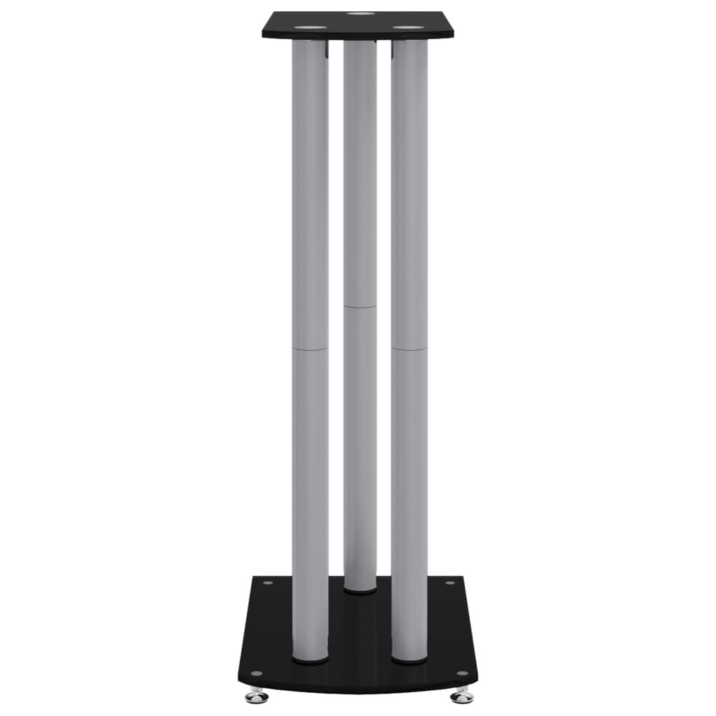 vidaXL Speakerstandaards, 2 stuks, zwart en zilver, gehard glas