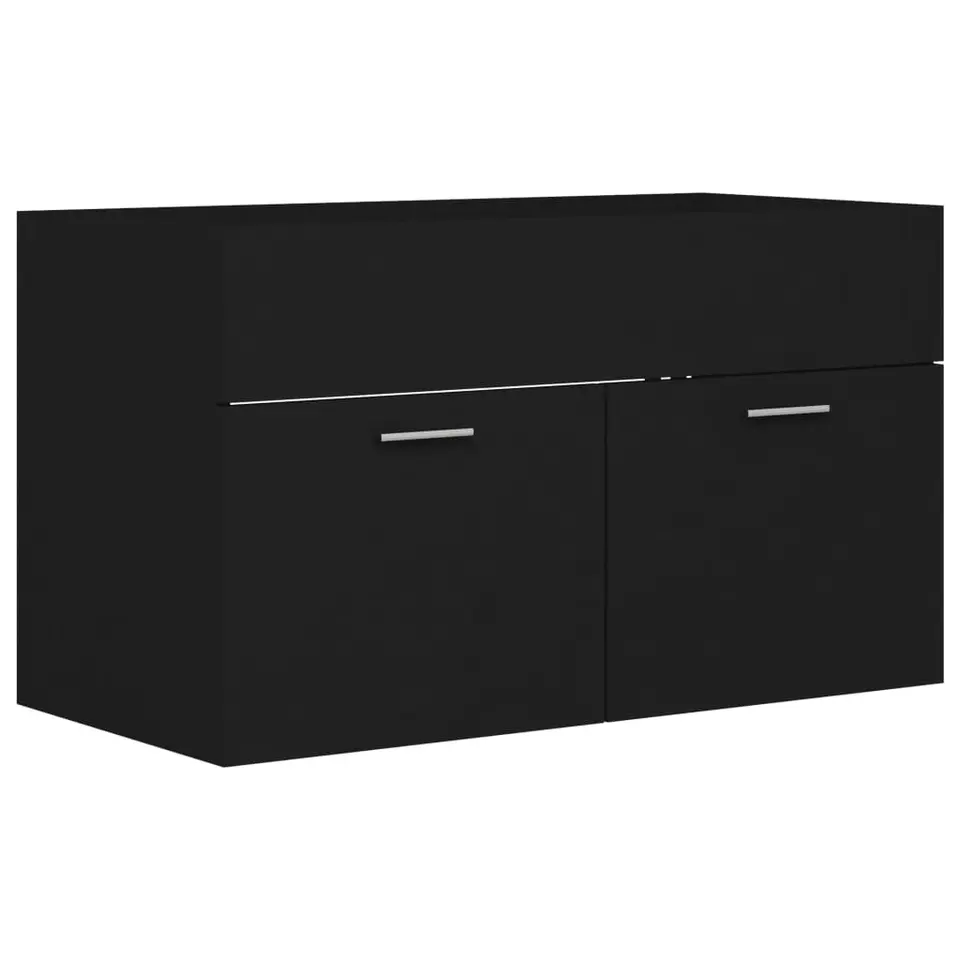 vidaXL - Wastafelkast - Zwart - Bewerkt hout - 80 x 38.5 x 46 cm