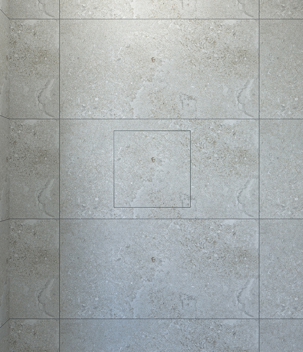 Mueller Round inbouwnis betegelbaar RVS 30x30x14cm