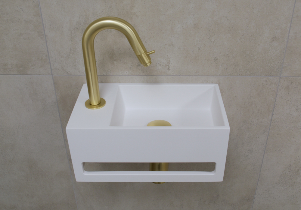 Saniclear fonteinset bali links met gouden gebogen fonteinkraan