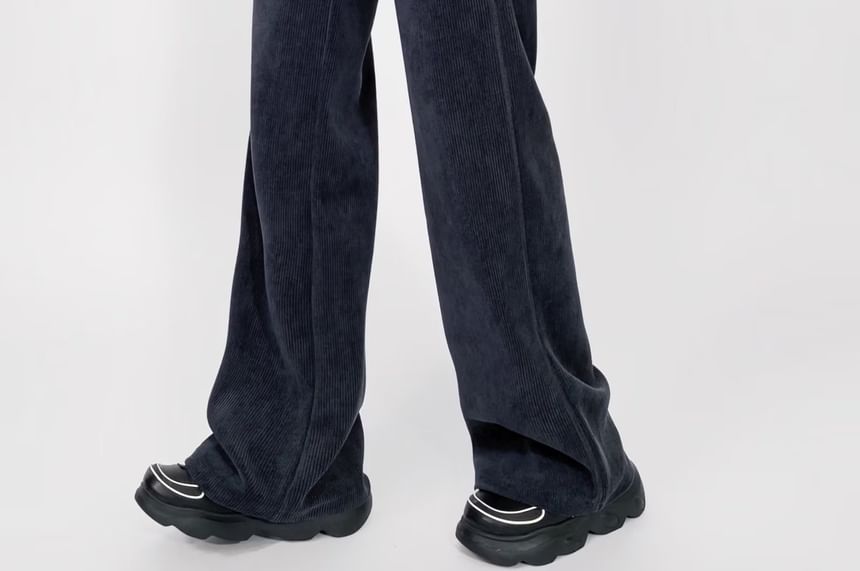 Overing - Hoge taille effen rechte joggingbroek met wijde pijpen