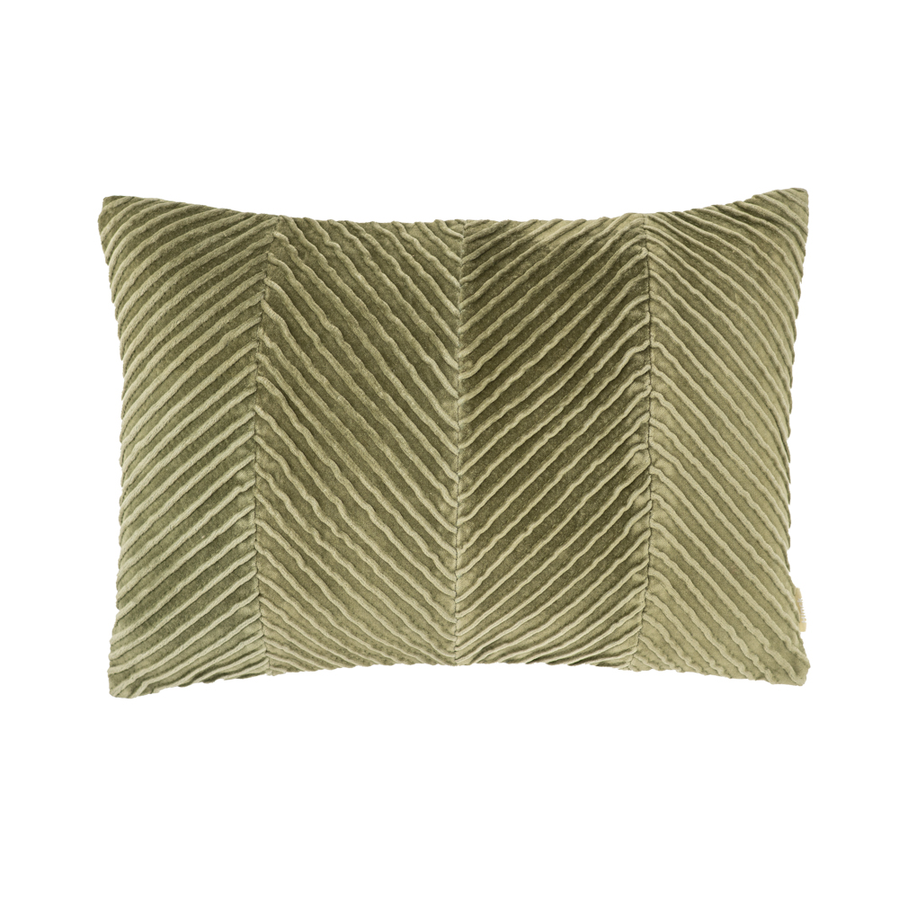 Sierkussen velours Tucked allover eucalyptus 35x55 cm