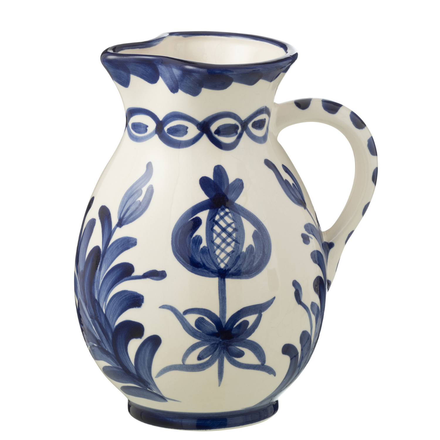 J-Line karaf Granada - keramiek - wit|blauw - medium