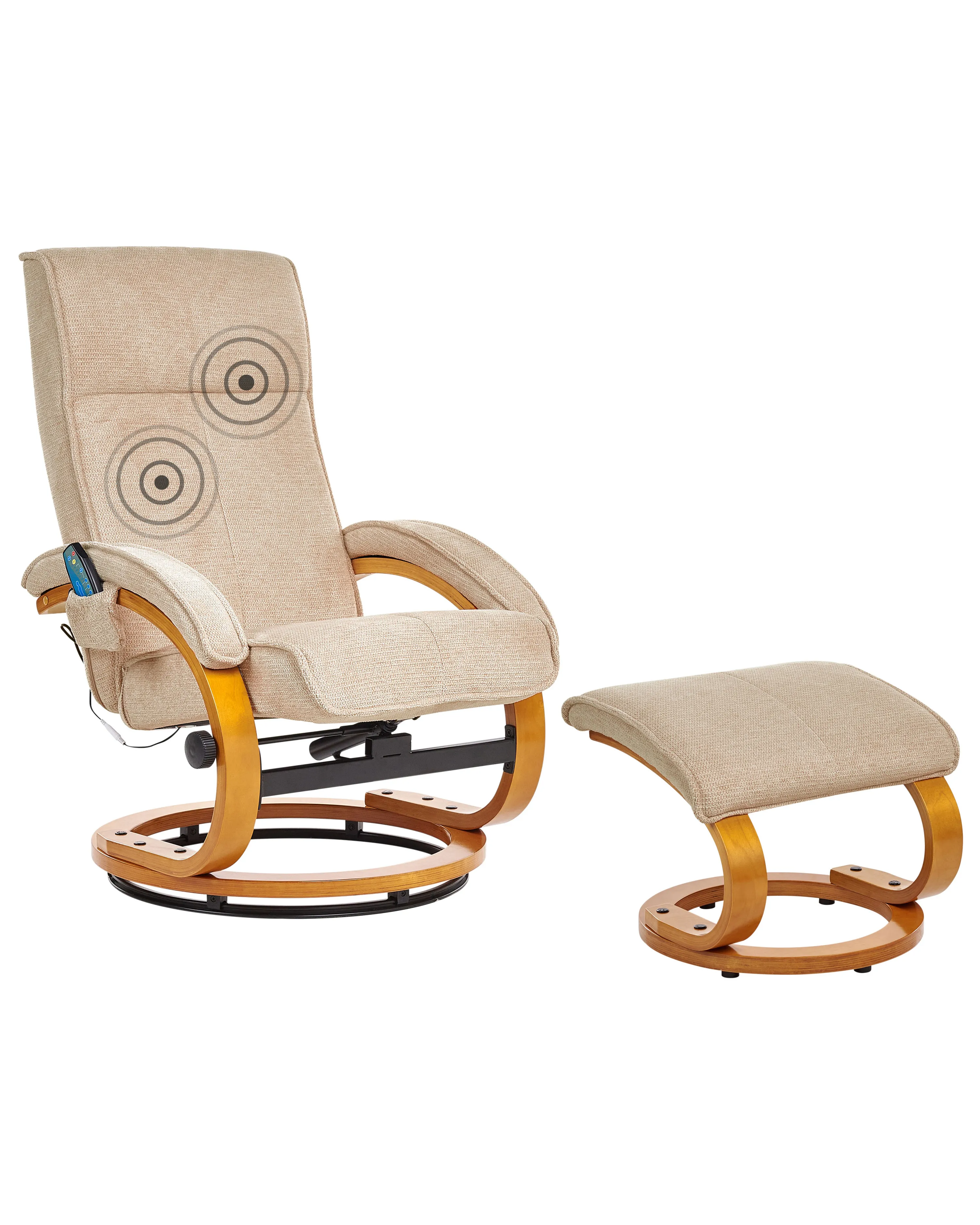 Massagestoel HERO met voetenbank Stof Beige