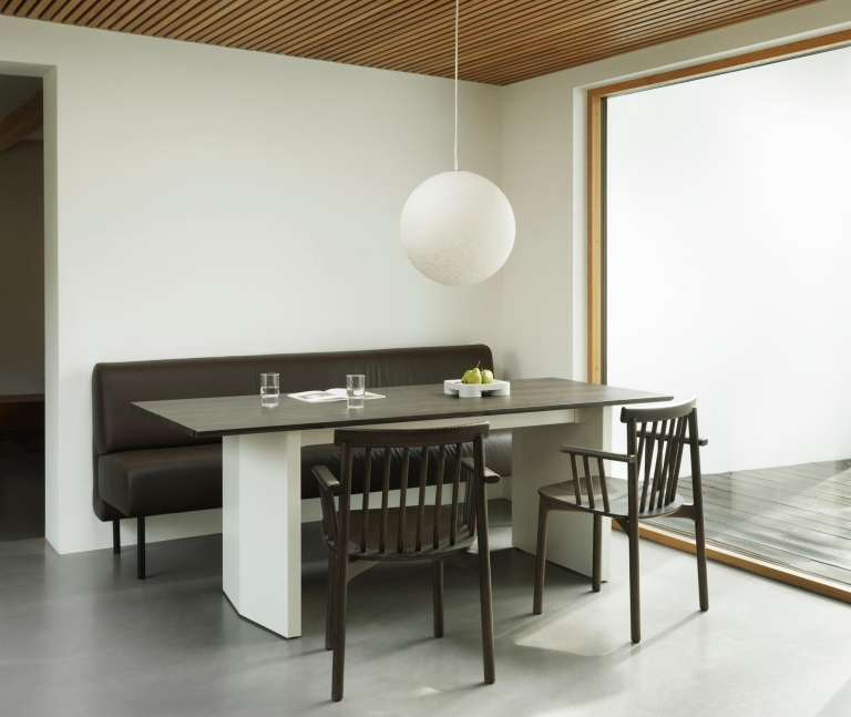 Normann Copenhagen Panel eettafel 90x200 Cream onderstel, Dark Brown