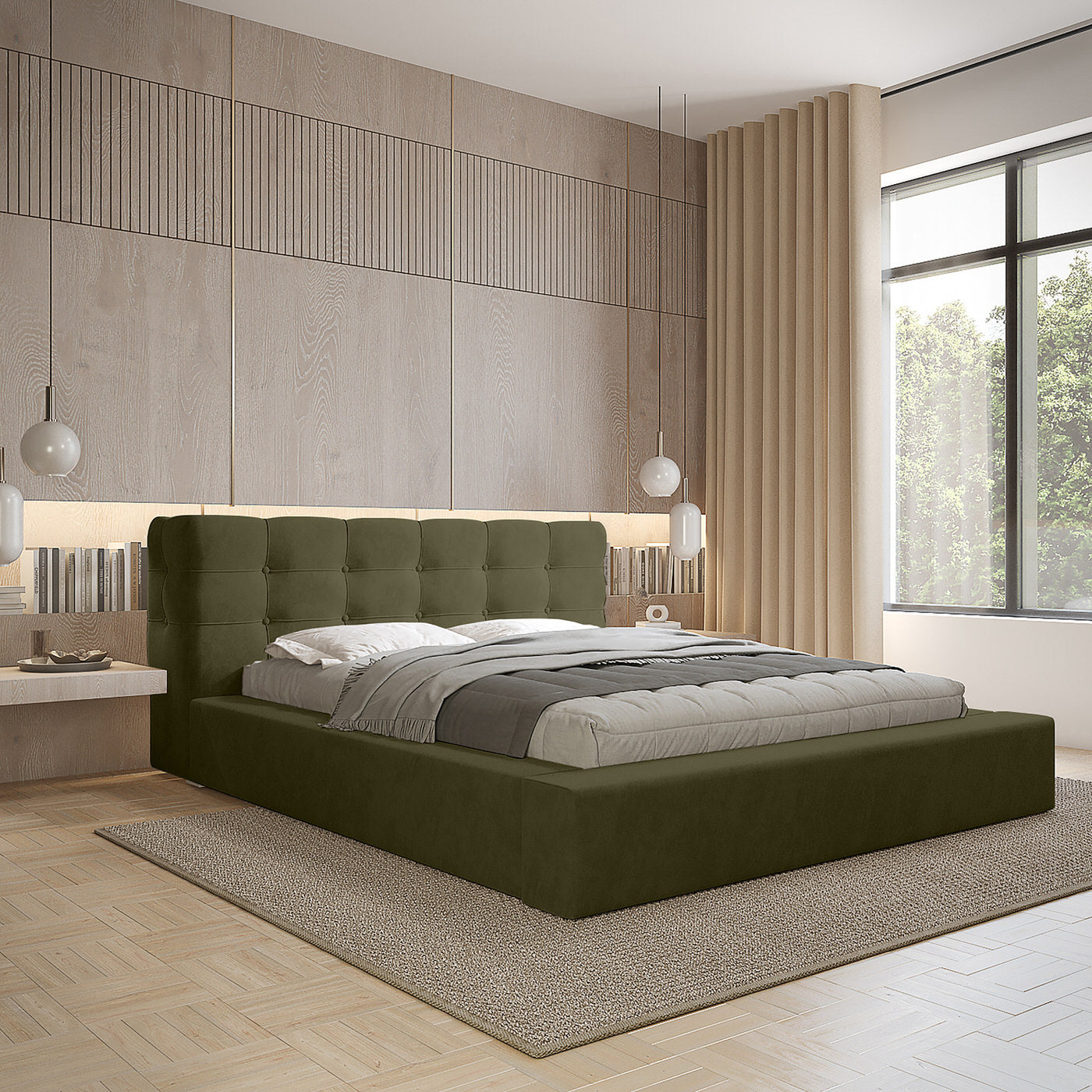 Trae Mobler Grace 160 x 200 cm Gestoffeerd Bed Bosgroen