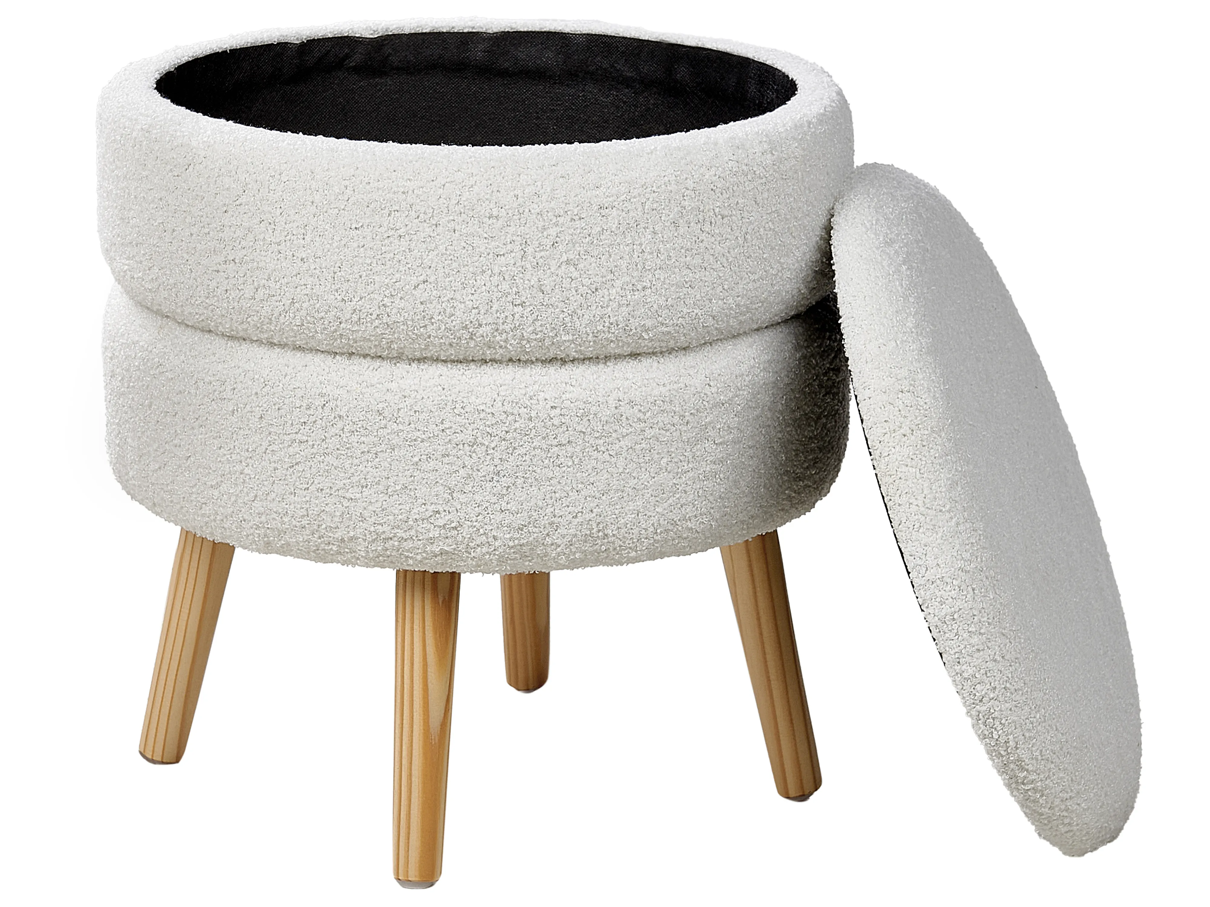 Hocker met opbergruimte OKATON Bouclé Wit