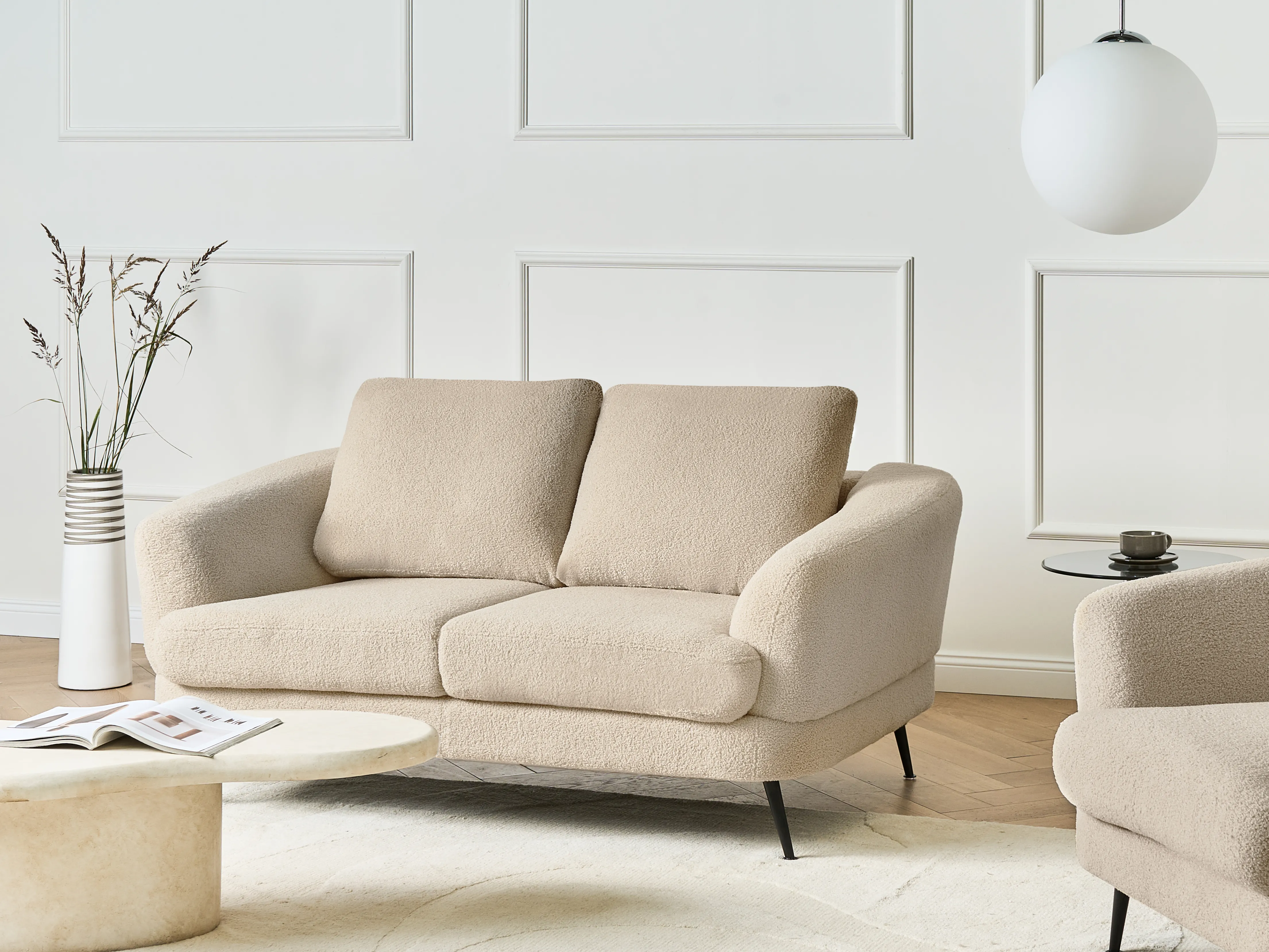 Bank 2-zits KJAER Bouclé Lichtbeige